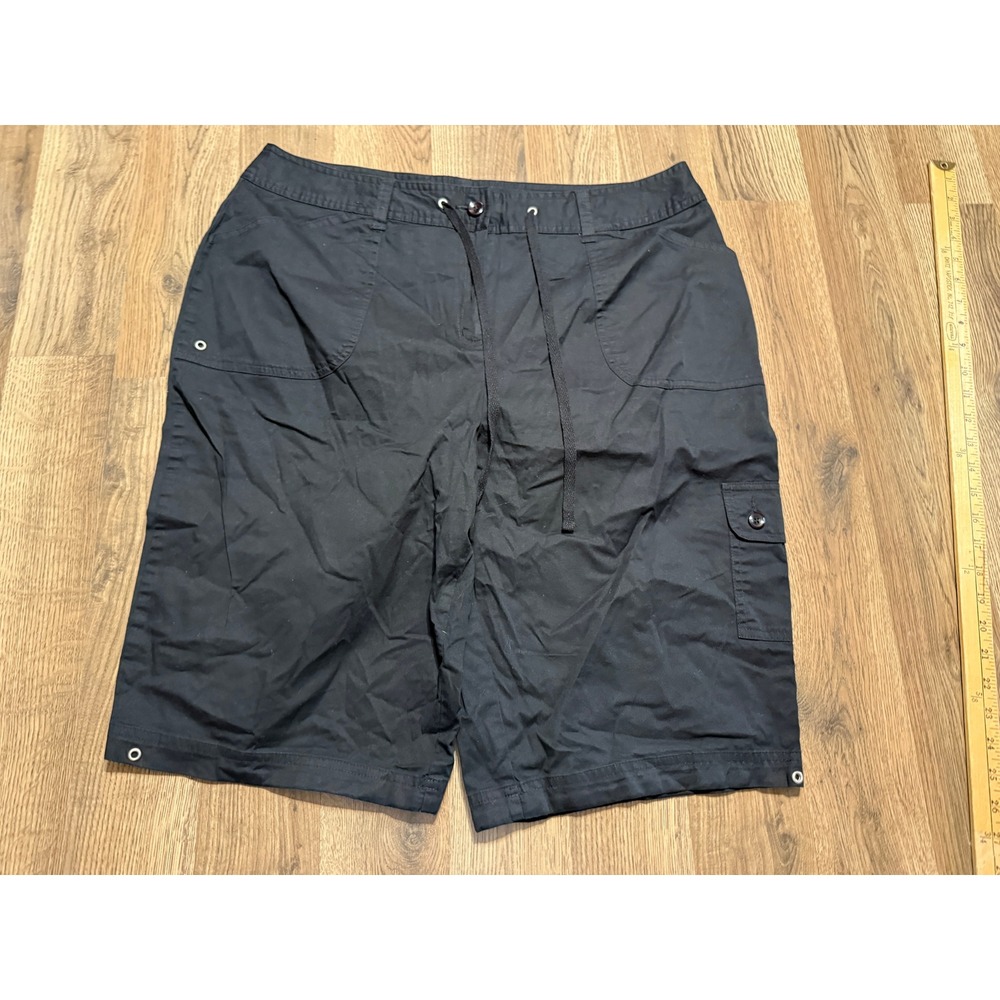 Studio Works Cargo Shorts Womens 18 Black Adult Drawstring Stretch Casual